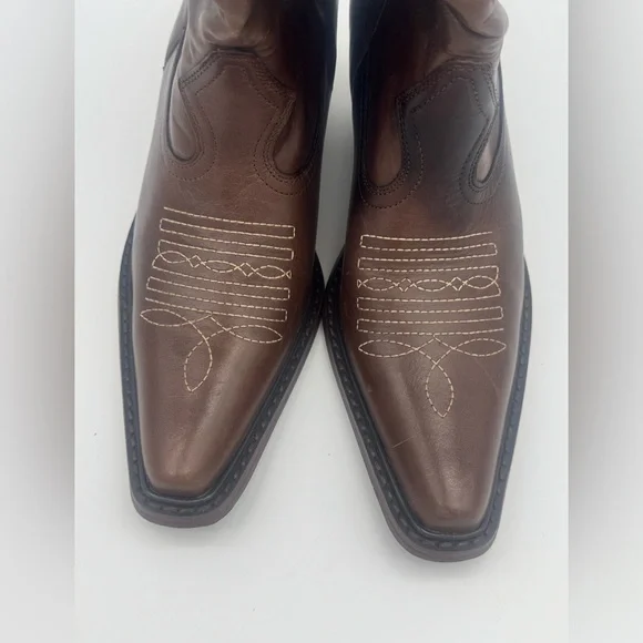 Saddle Brown genuine Leather western festival Cowboy Boots size 5.5 Steve Madden - Picture 2 of 8
